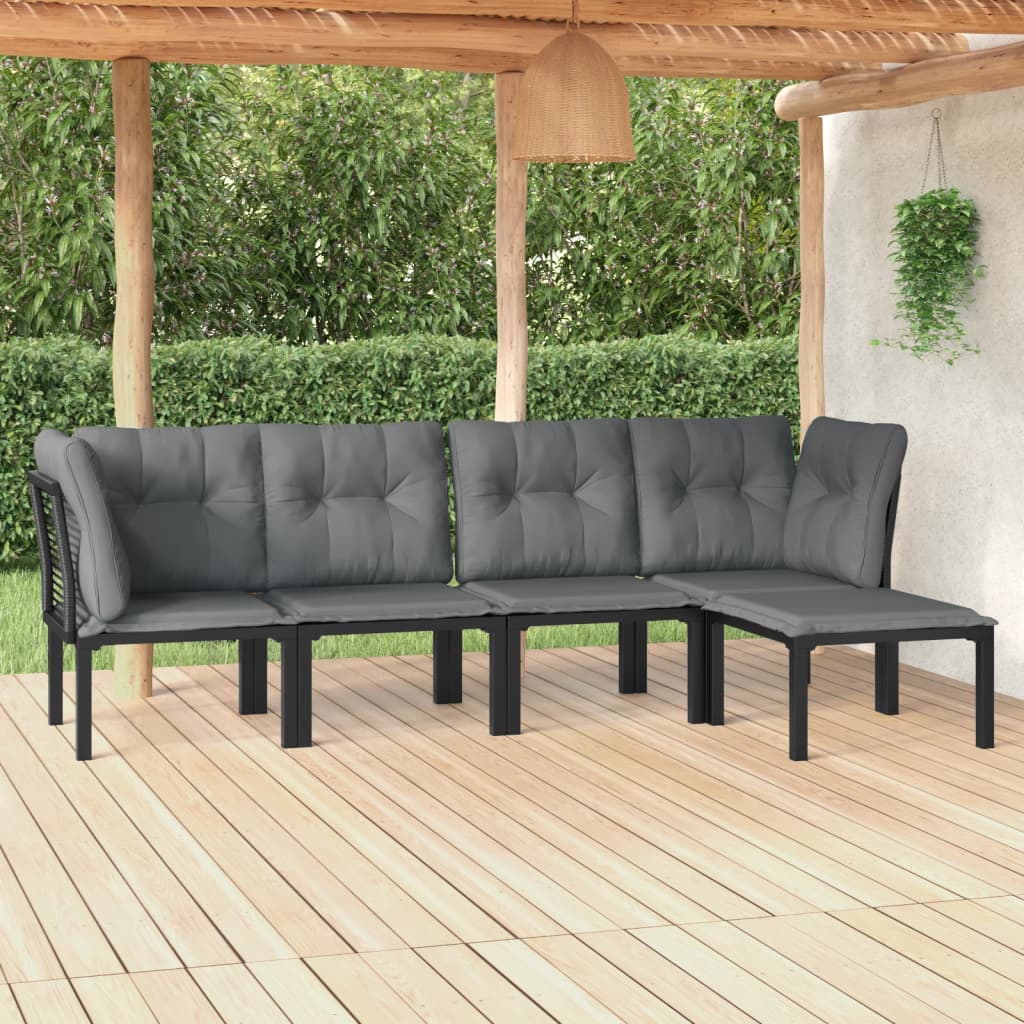 8720845879785_m_en_hd_1 vidaXL 5 Piece Garden Lounge Set Black and Grey Poly Rattan - Image 1