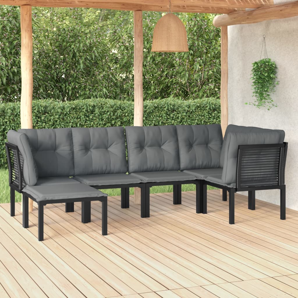 8720845879877_m_en_hd_1 vidaXL 6 Piece Garden Lounge Set Black and Grey Poly Rattan - Image 1