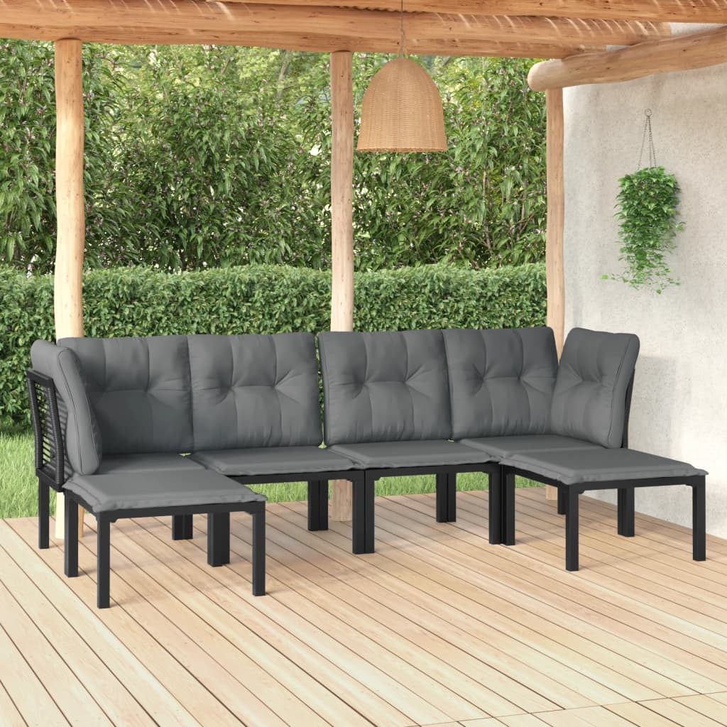 8720845879914_m_en_hd_1 vidaXL 6 Piece Garden Lounge Set Black and Grey Poly Rattan - Image 1