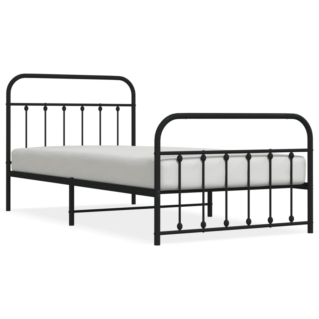 8720845881351_a_en_hd_1 vidaXL Metal Bed Frame without Mattress with Footboard Black 107x203 cm King Single - Image 2