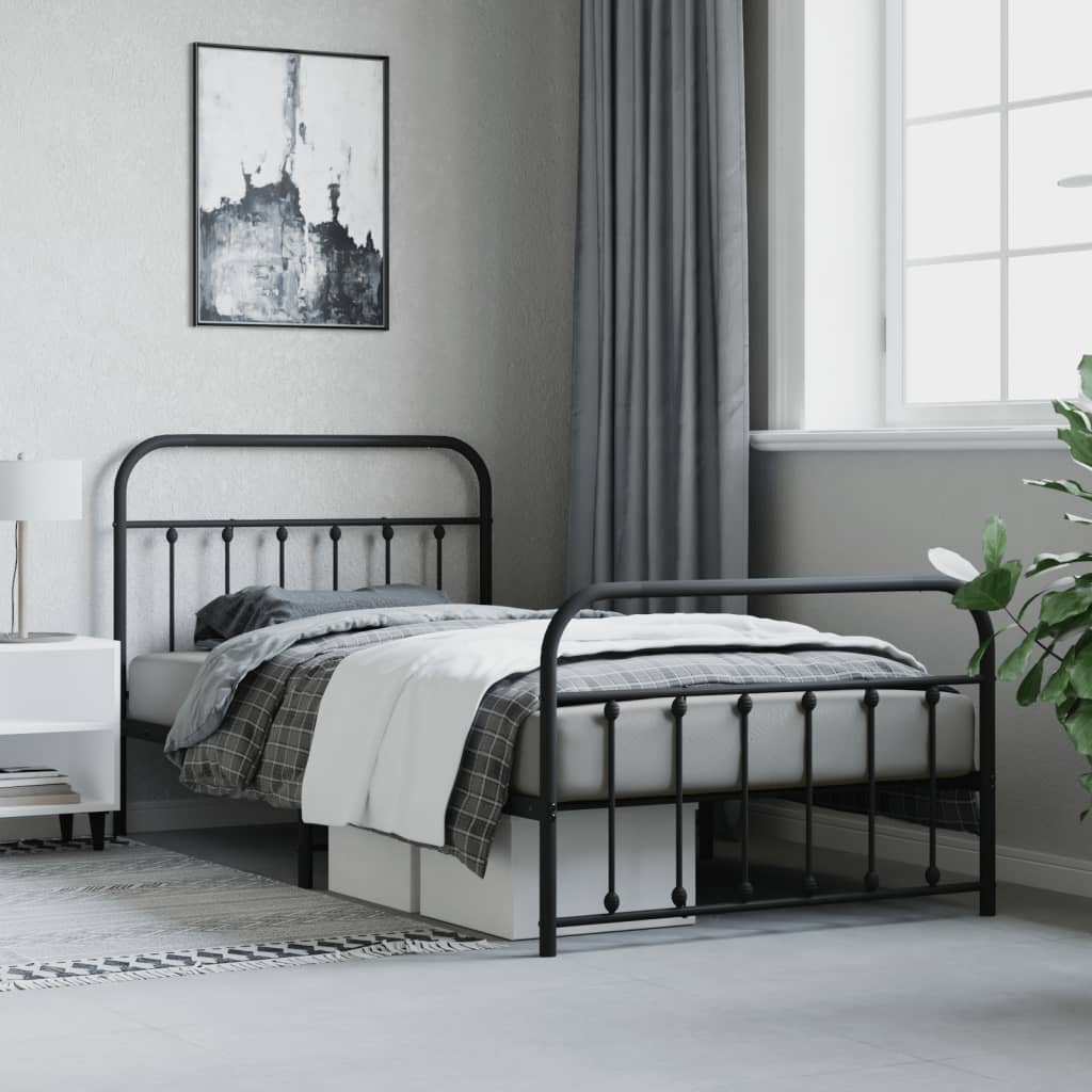 8720845881351_g_en_hd_2 vidaXL Metal Bed Frame without Mattress with Footboard Black 107x203 cm King Single - Image 4
