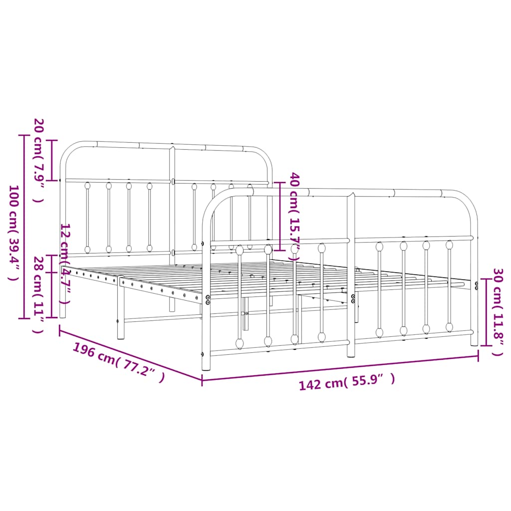 8720845881382_g_en_hd_8 vidaXL Metal Bed Frame without Mattress with Footboard Black 135x190 cm - Image 10
