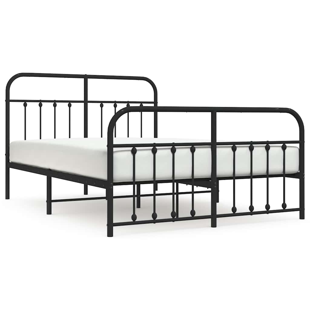 8720845881412_a_en_hd_1 vidaXL Metal Bed Frame without Mattress with Footboard Black 150x200 cm - Image 2