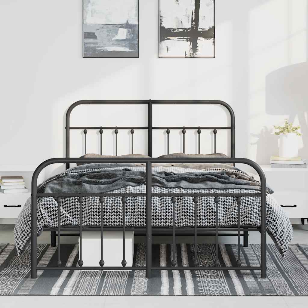 8720845881412_g_en_hd_1 vidaXL Metal Bed Frame without Mattress with Footboard Black 150x200 cm - Image 3