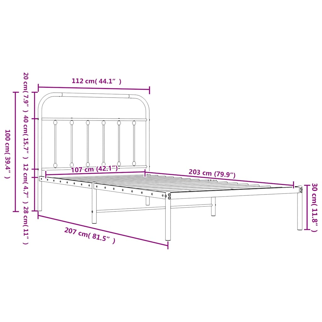 8720845881665_g_en_hd_7 vidaXL Metal Bed Frame without Mattress with Headboard White 107x203 cm King Single - Image 9