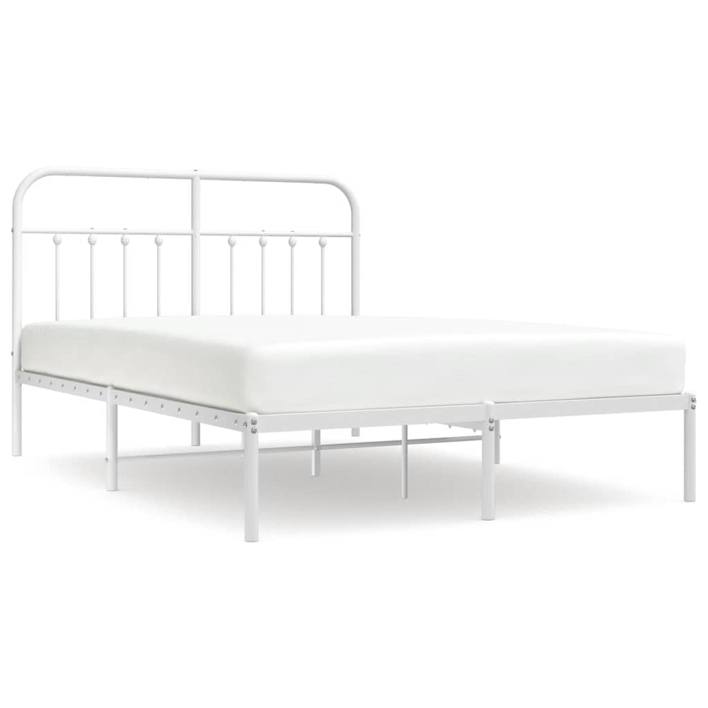 8720845881726_a_en_hd_1 vidaXL Metal Bed Frame without Mattress with Headboard White 150x200 cm - Image 2
