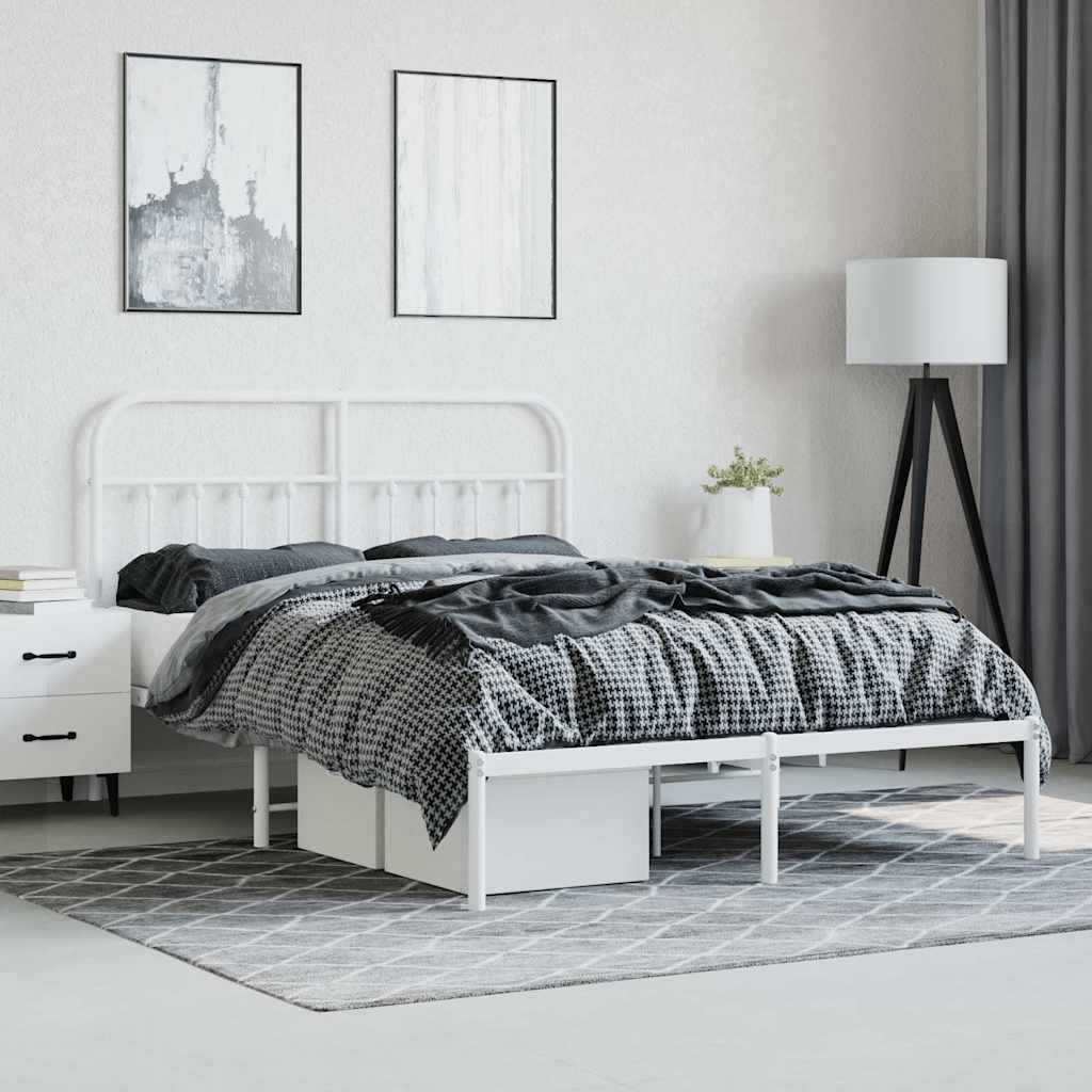 8720845881726_g_en_hd_3 vidaXL Metal Bed Frame without Mattress with Headboard White 150x200 cm - Image 5