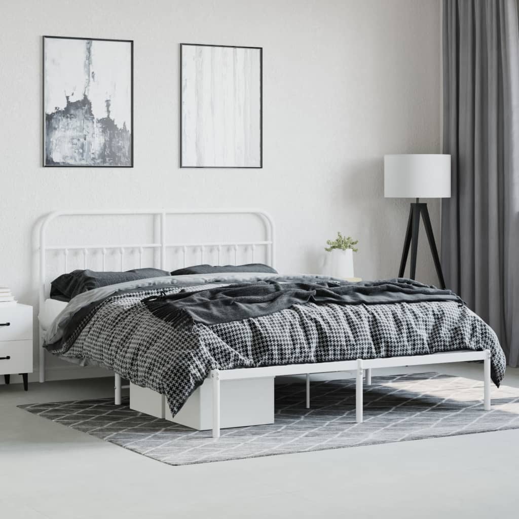 8720845881740_g_en_hd_2 vidaXL Metal Bed Frame without Mattress with Headboard White 183x203 cm King - Image 4