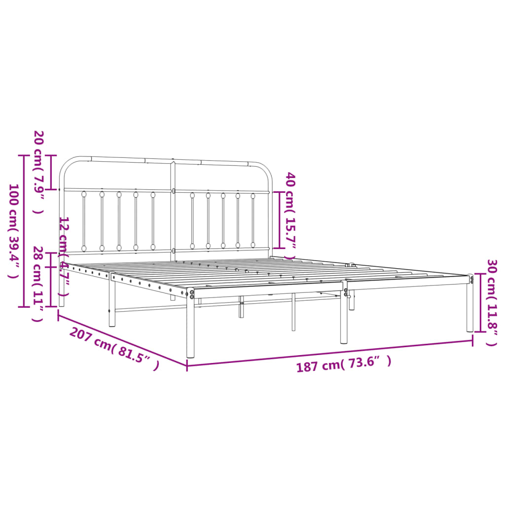 8720845881740_g_en_hd_8 vidaXL Metal Bed Frame without Mattress with Headboard White 183x203 cm King - Image 10