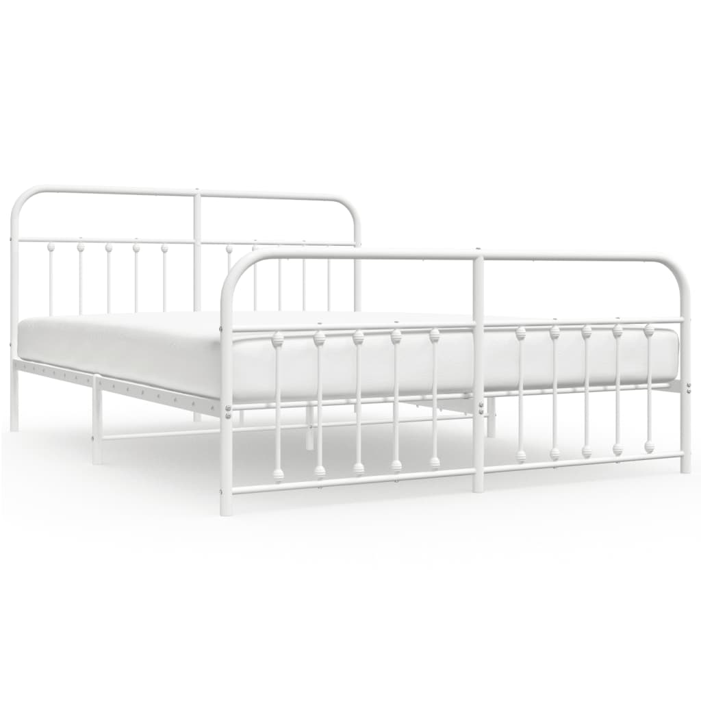 8720845881924_a_en_hd_1 vidaXL Metal Bed Frame without Mattress with Footboard White 183x203 cm King - Image 2