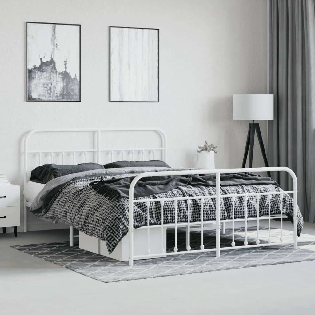8720845881924_g_en_hd_2 vidaXL Metal Bed Frame without Mattress with Footboard White 183x203 cm King - Image 4