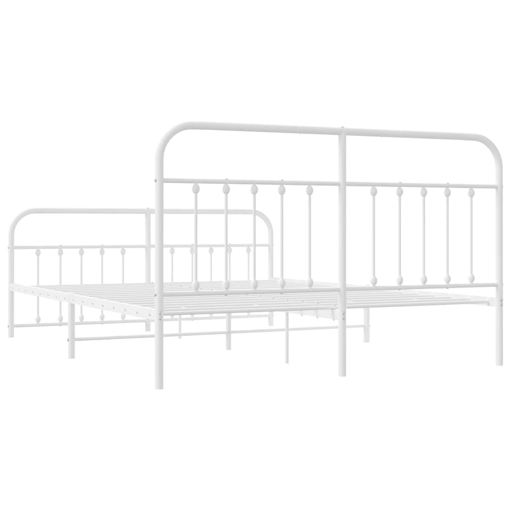 8720845881924_g_en_hd_6 vidaXL Metal Bed Frame without Mattress with Footboard White 183x203 cm King - Image 8
