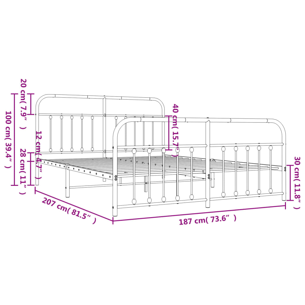 8720845881924_g_en_hd_8 vidaXL Metal Bed Frame without Mattress with Footboard White 183x203 cm King - Image 10