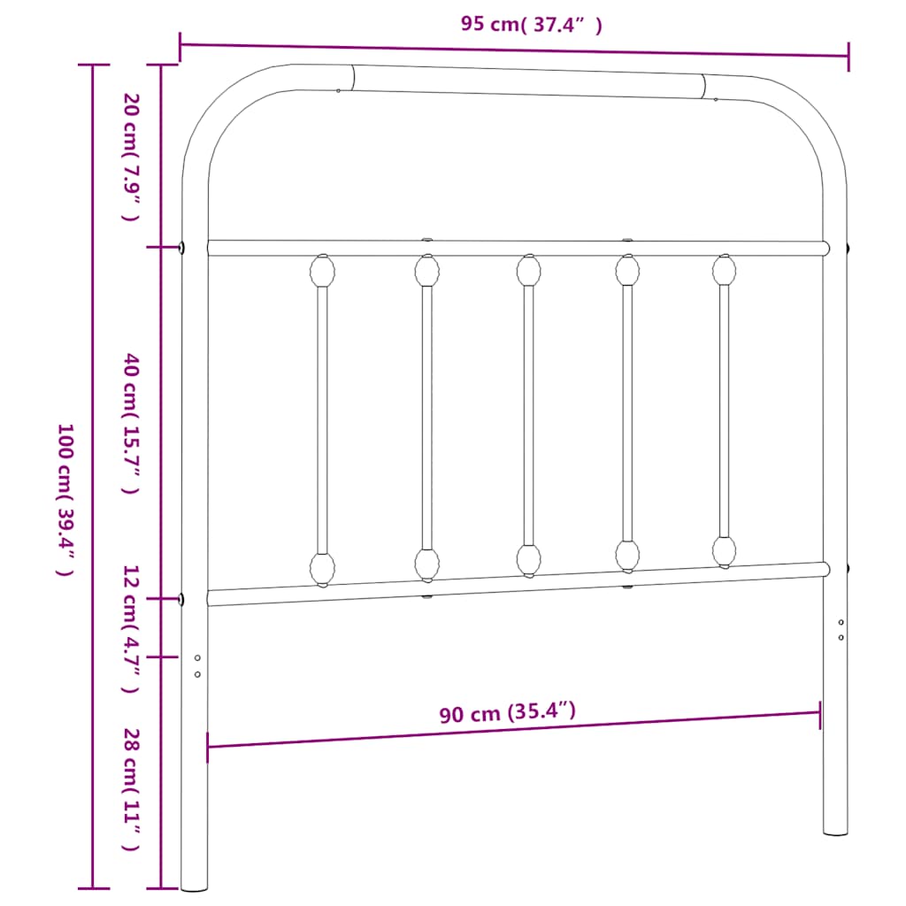8720845881986_g_en_hd_5 vidaXL Metal Headboard White 90 cm - Image 7