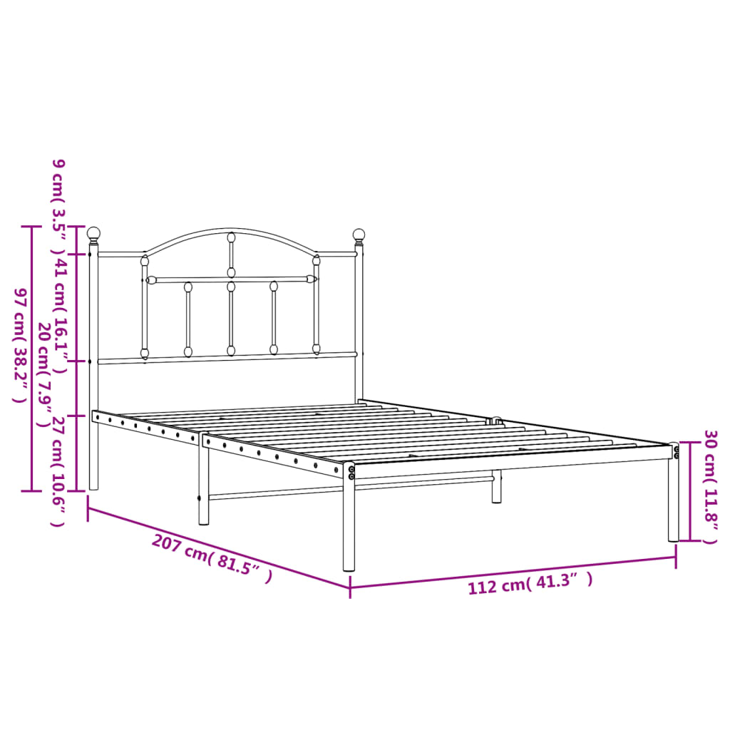 8720845882150_g_en_hd_7 vidaXL Metal Bed Frame without Mattress with Headboard Black 107x203 cm King Single - Image 9
