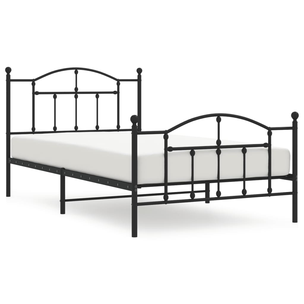 8720845882334_a_en_hd_1 vidaXL Metal Bed Frame without Mattress with Footboard Black 107x203 cm King Single - Image 2