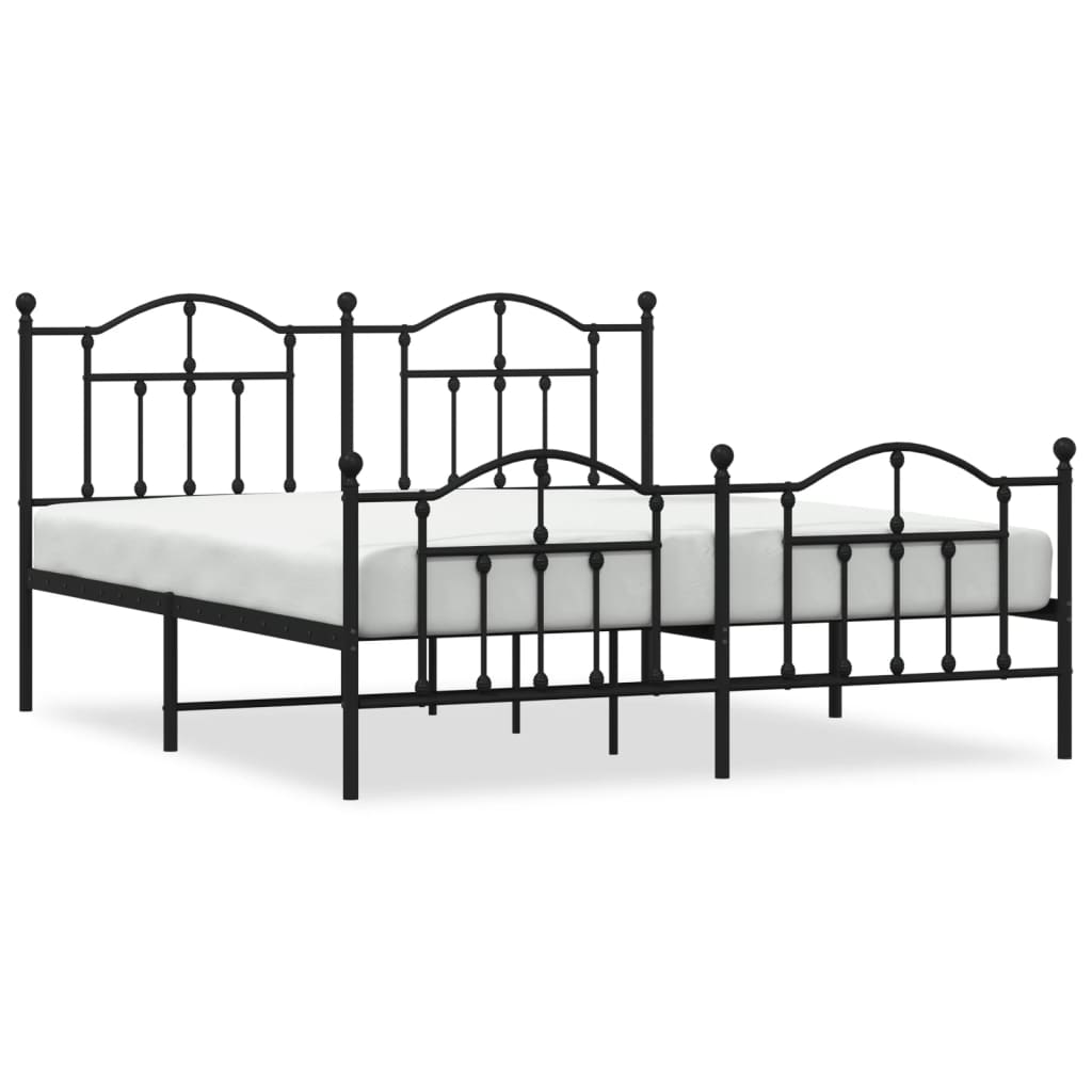 8720845882419_a_en_hd_1 vidaXL Metal Bed Frame without Mattress with Footboard Black 183x203 cm King - Image 2