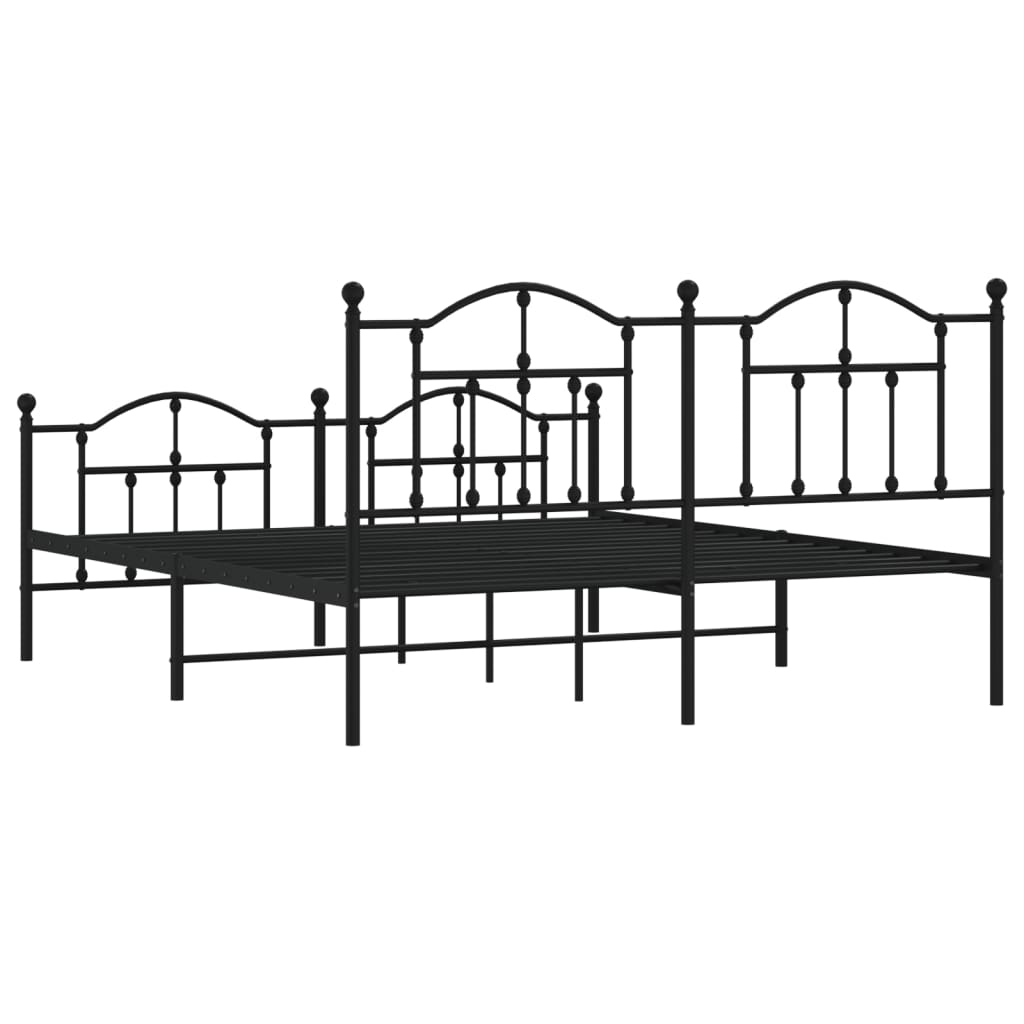 8720845882419_g_en_hd_5 vidaXL Metal Bed Frame without Mattress with Footboard Black 183x203 cm King - Image 7