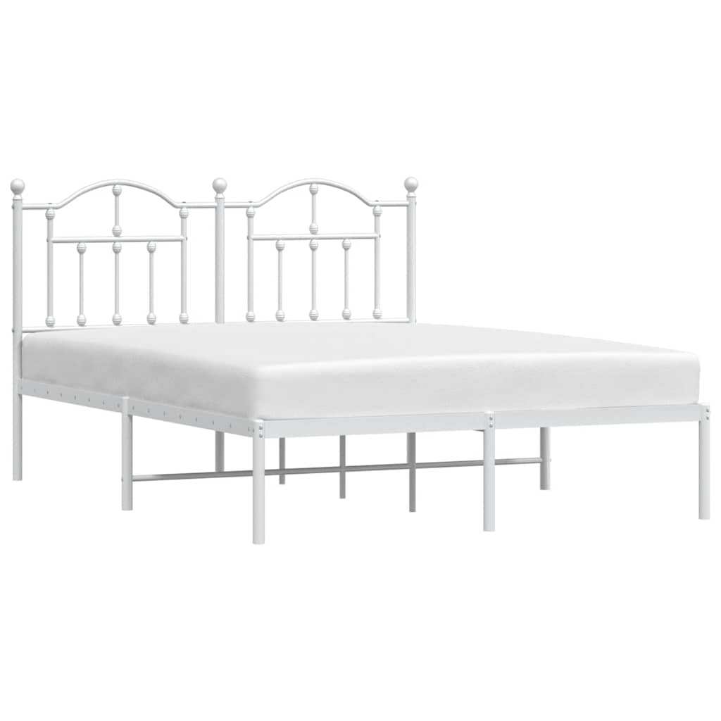 8720845882709_g_en_hd_3 vidaXL Metal Bed Frame without Mattress with Headboard White 150x200 cm - Image 5