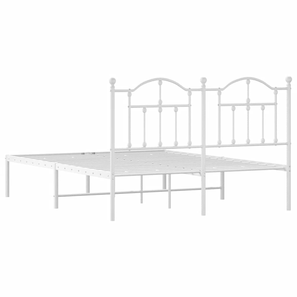 8720845882709_g_en_hd_6 vidaXL Metal Bed Frame without Mattress with Headboard White 150x200 cm - Image 8