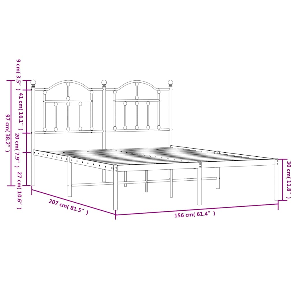 8720845882709_g_en_hd_8 vidaXL Metal Bed Frame without Mattress with Headboard White 150x200 cm - Image 10