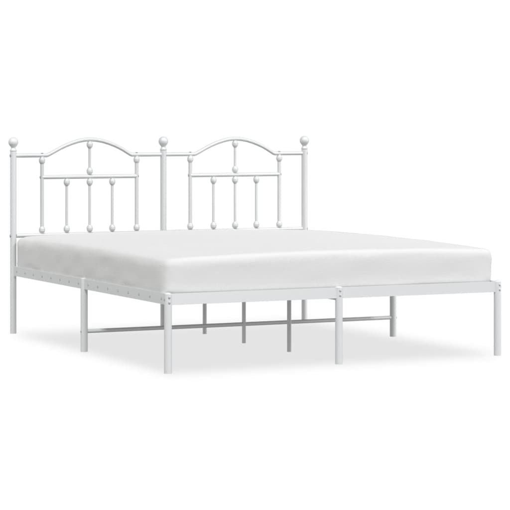 8720845882723_a_en_hd_1 vidaXL Metal Bed Frame without Mattress with Headboard White 183x203 cm King - Image 2