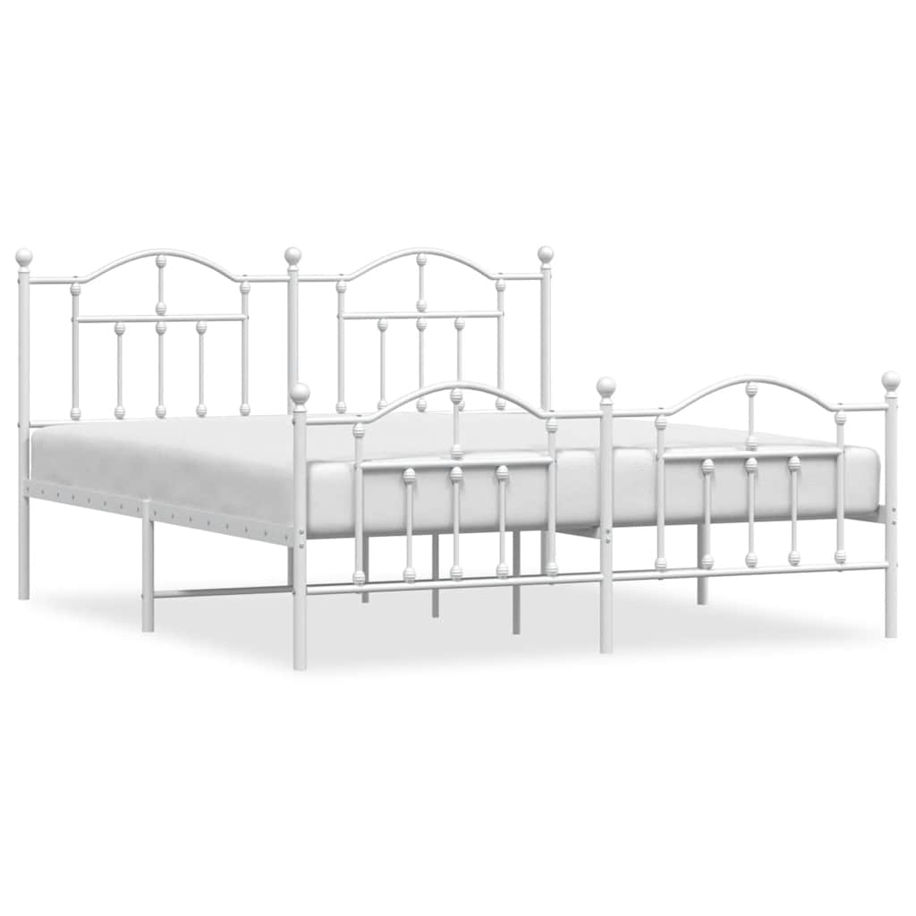 8720845882907_a_en_hd_1 vidaXL Metal Bed Frame without Mattress with Footboard White 183x203 cm King - Image 2