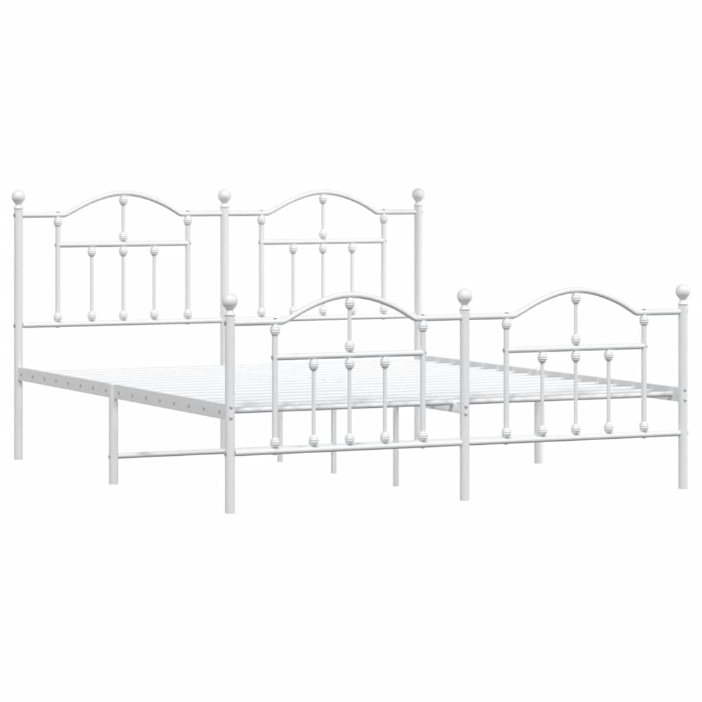 8720845882907_g_en_hd_1 vidaXL Metal Bed Frame without Mattress with Footboard White 183x203 cm King - Image 3