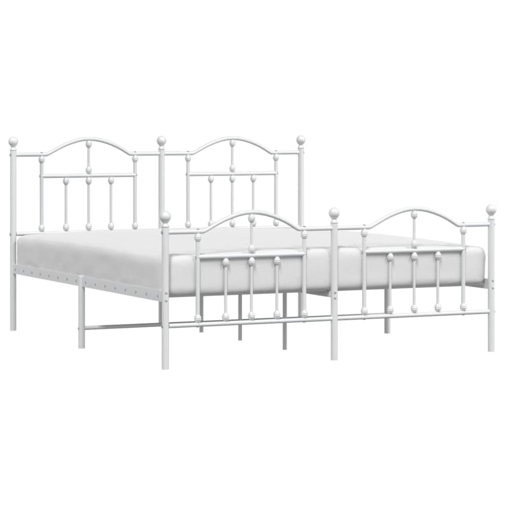 8720845882907_g_en_hd_2 vidaXL Metal Bed Frame without Mattress with Footboard White 183x203 cm King - Image 4