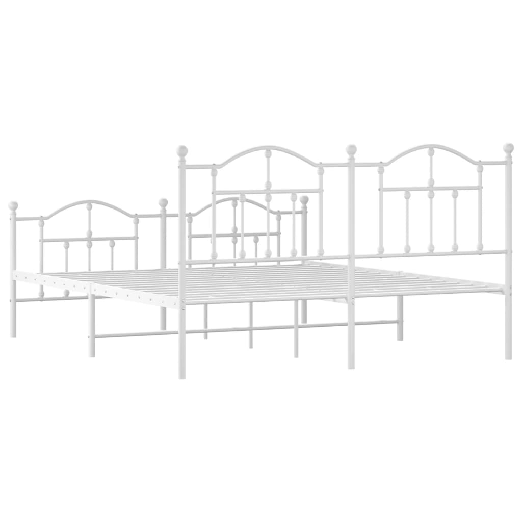 8720845882907_g_en_hd_5 vidaXL Metal Bed Frame without Mattress with Footboard White 183x203 cm King - Image 7