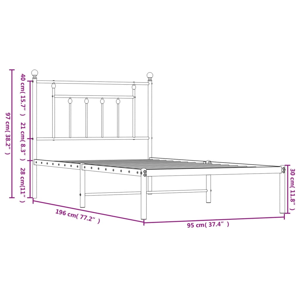 8720845883096_g_en_hd_8 vidaXL Metal Bed Frame without Mattress with Headboard Black 90x190 cm - Image 10