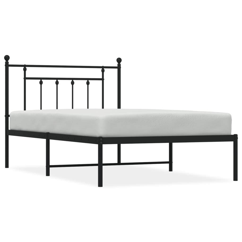 8720845883133_a_en_hd_1 vidaXL Metal Bed Frame without Mattress with Headboard Black 107x203 cm King Single - Image 2