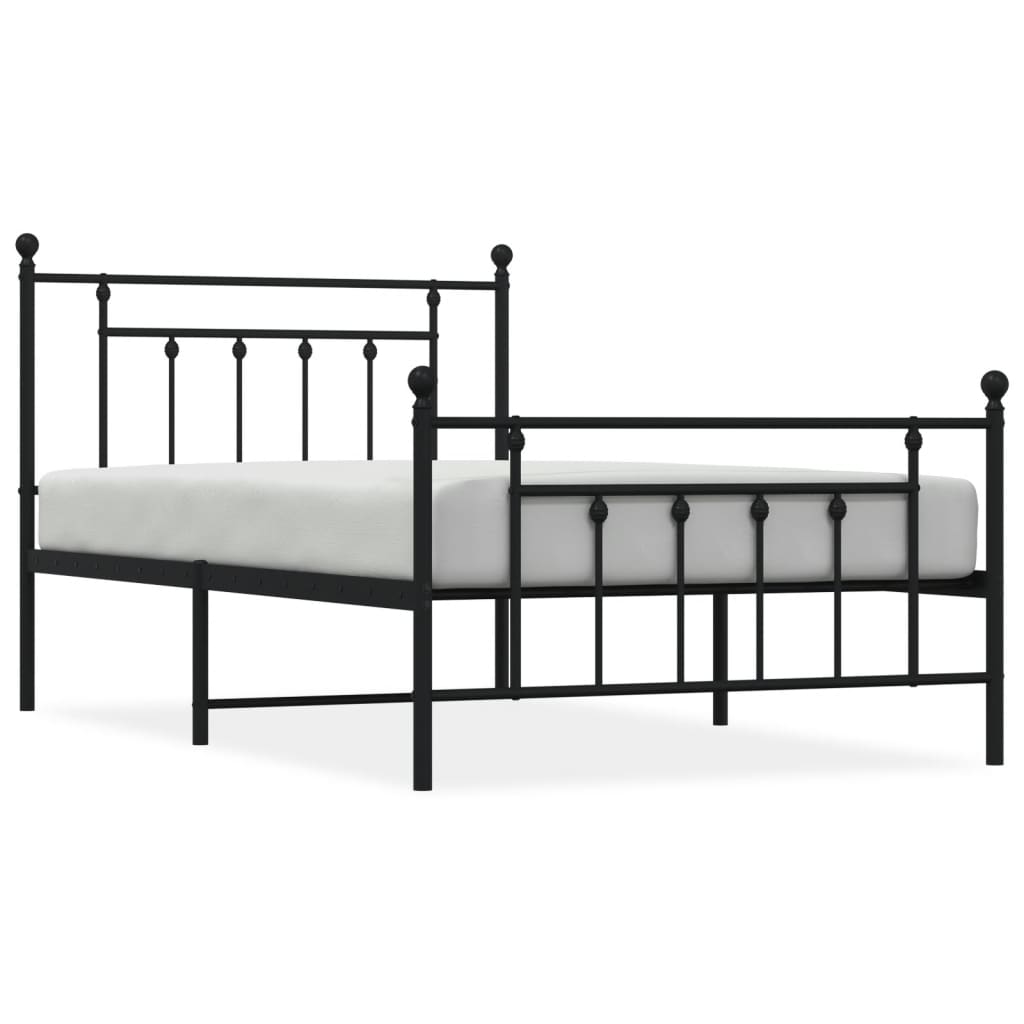 8720845883317_a_en_hd_1 vidaXL Metal Bed Frame without Mattress with Footboard Black 107x203 cm King Single - Image 2