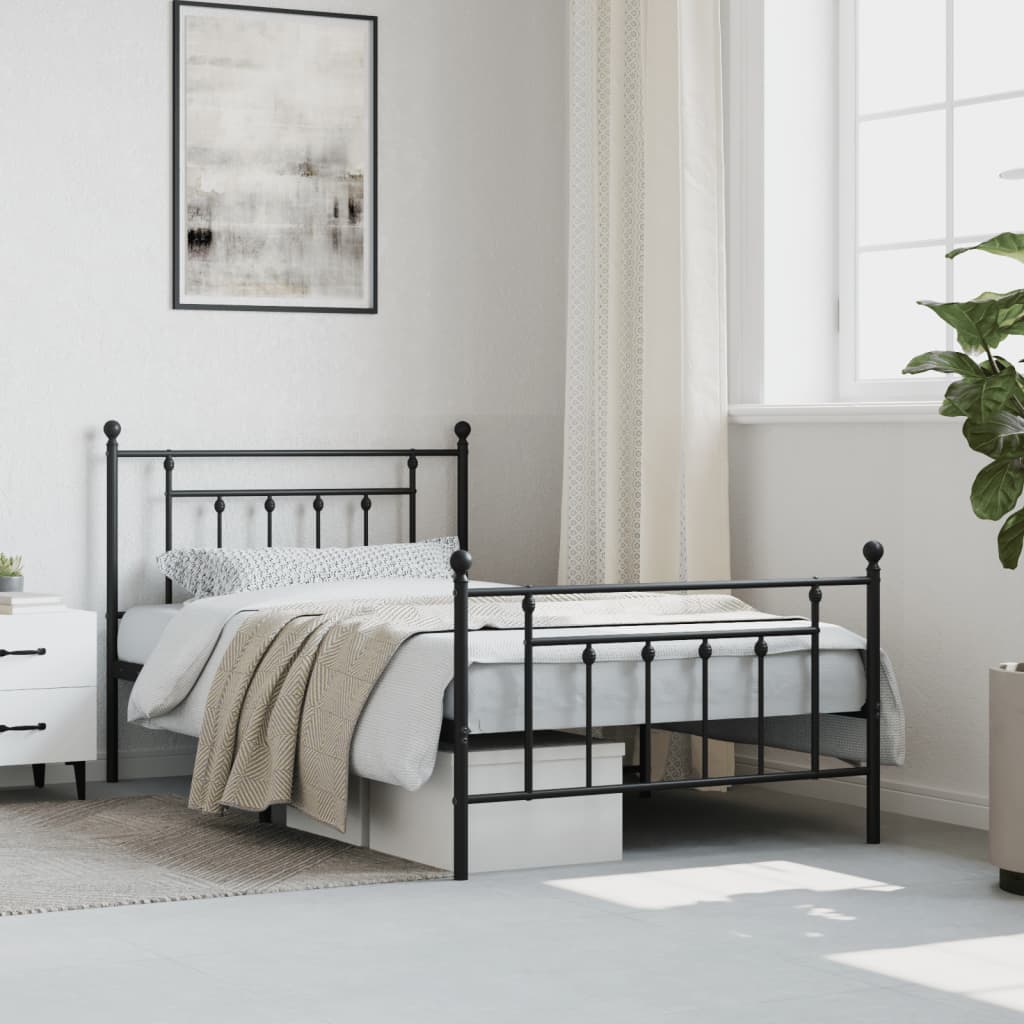 8720845883317_g_en_hd_2 vidaXL Metal Bed Frame without Mattress with Footboard Black 107x203 cm King Single - Image 4