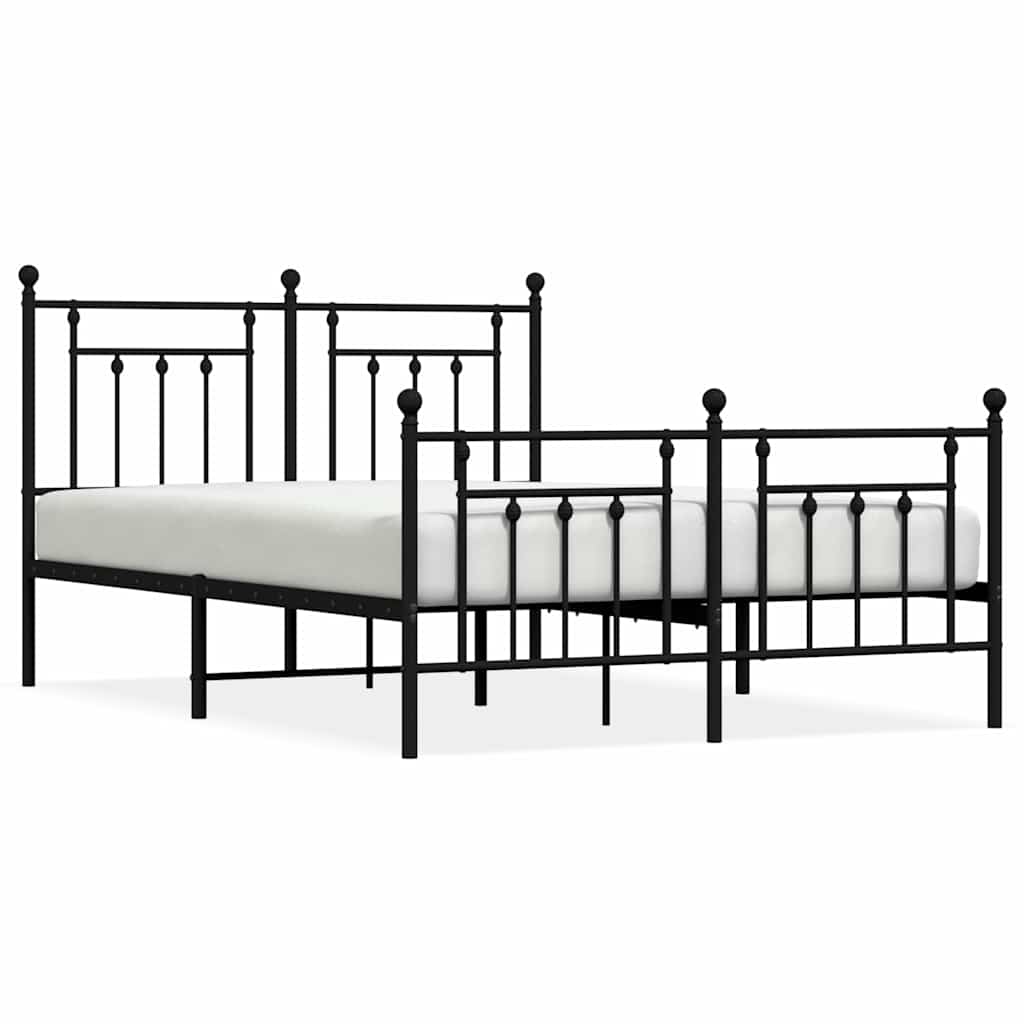 8720845883379_a_en_hd_1 vidaXL Metal Bed Frame without Mattress with Footboard Black 150x200 cm - Image 2