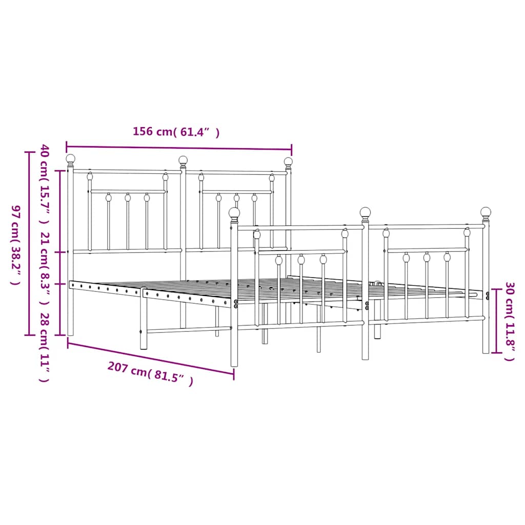 8720845883379_g_en_hd_8 vidaXL Metal Bed Frame without Mattress with Footboard Black 150x200 cm - Image 10