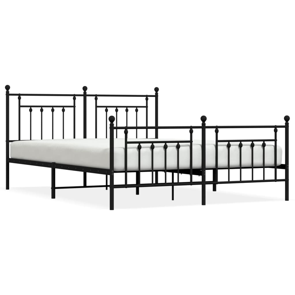 8720845883393_a_en_hd_1 vidaXL Metal Bed Frame without Mattress with Footboard Black 183x203 cm King - Image 2