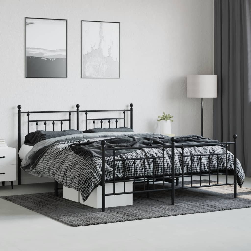 8720845883393_g_en_hd_1 vidaXL Metal Bed Frame without Mattress with Footboard Black 183x203 cm King - Image 3