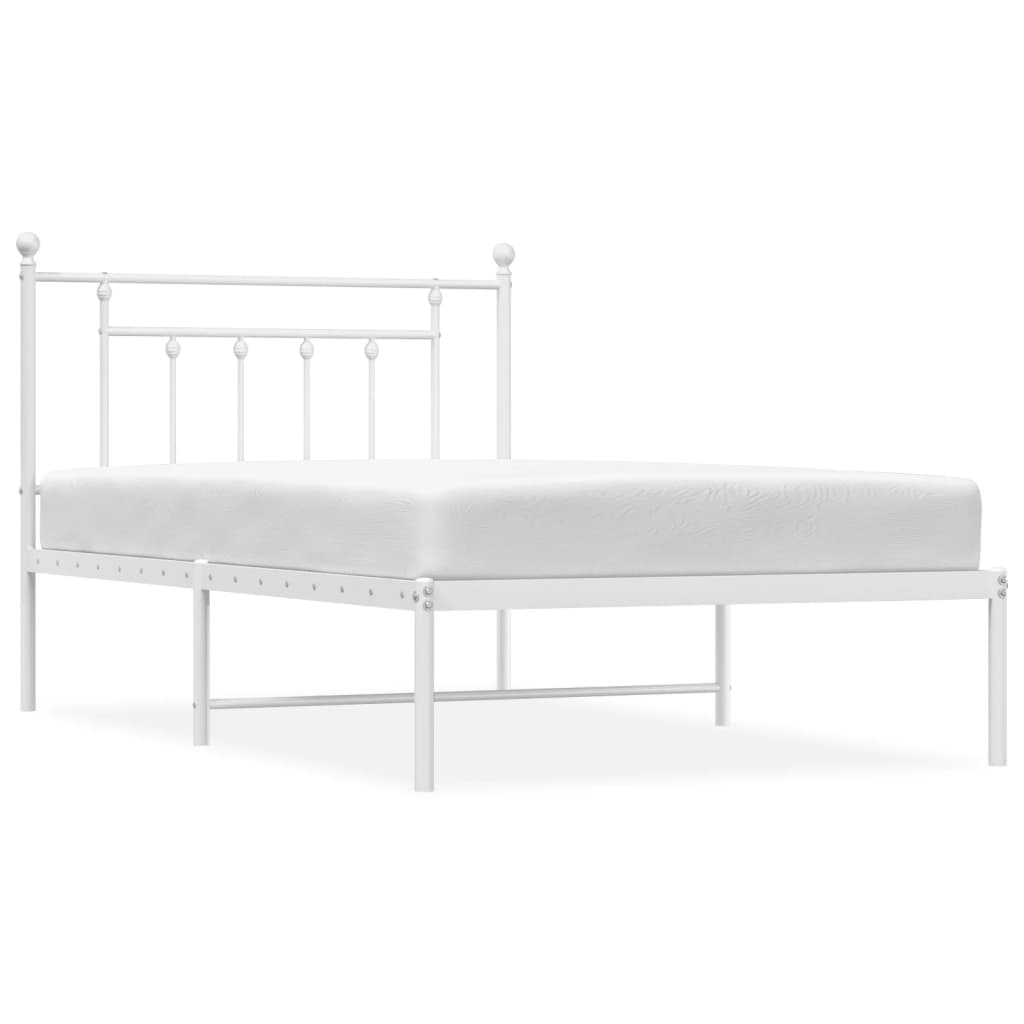 8720845883621_a_en_hd_1 vidaXL Metal Bed Frame without Mattress with Headboard White 107x203 cm King Single - Image 2