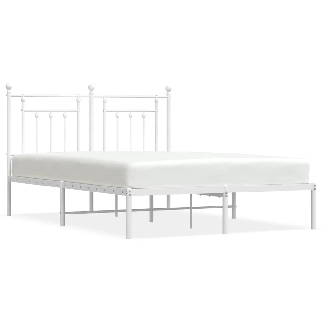 8720845883683_a_en_hd_1 vidaXL Metal Bed Frame without Mattress with Headboard White 150x200 cm - Image 2