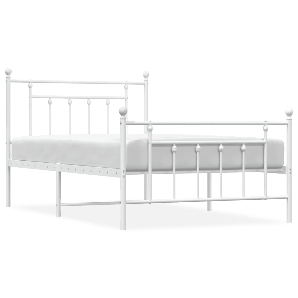 8720845883805_a_en_hd_1 vidaXL Metal Bed Frame without Mattress with Footboard White 107x203 cm King Single - Image 2