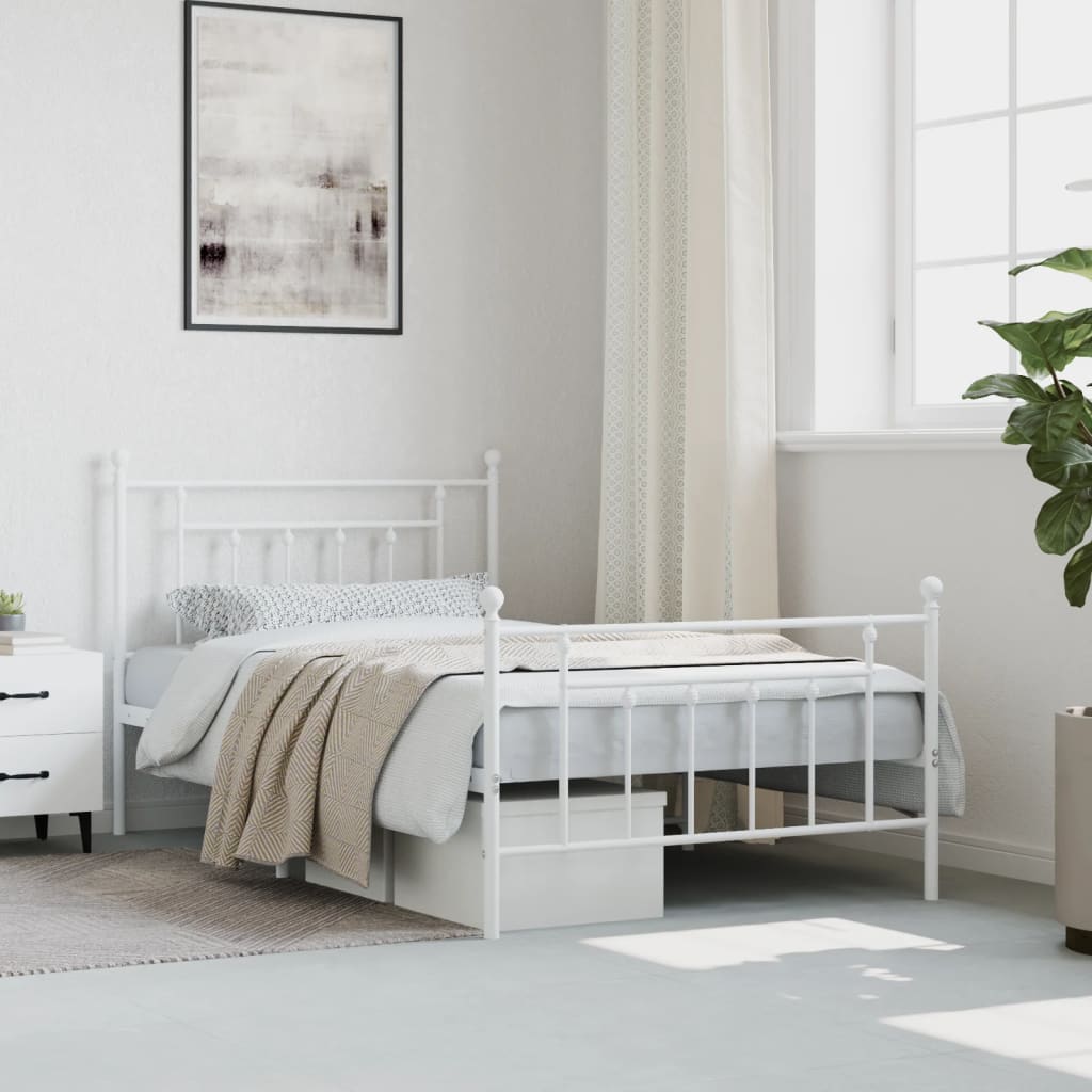 8720845883805_g_en_hd_2 vidaXL Metal Bed Frame without Mattress with Footboard White 107x203 cm King Single - Image 4