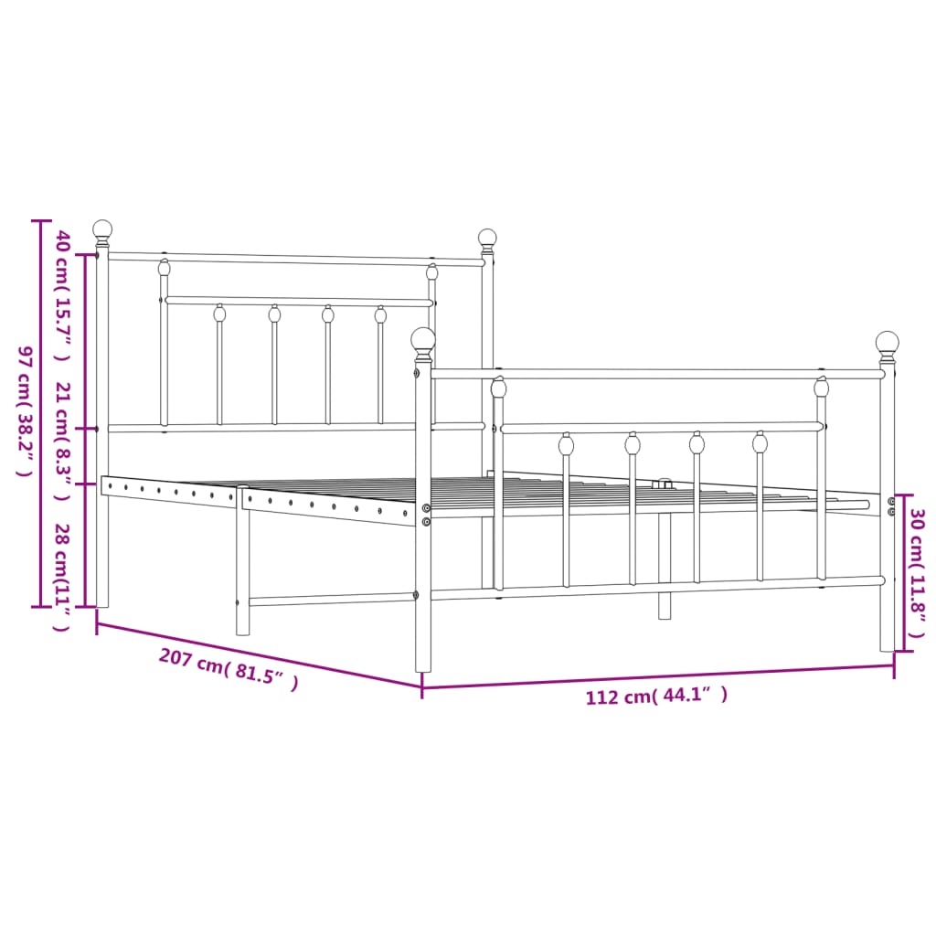 8720845883805_g_en_hd_8 vidaXL Metal Bed Frame without Mattress with Footboard White 107x203 cm King Single - Image 10