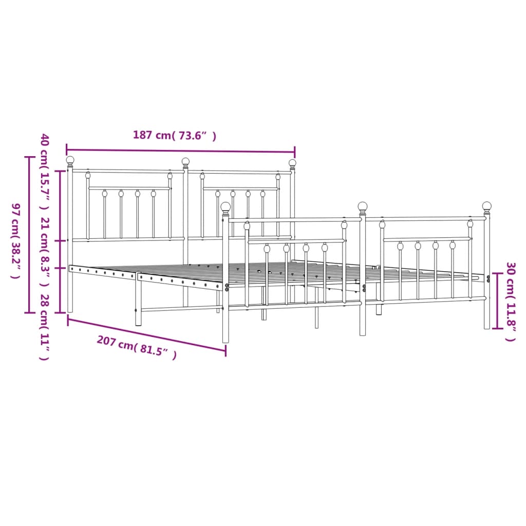 8720845883881_g_en_hd_8 vidaXL Metal Bed Frame without Mattress with Footboard White 183x203 cm King - Image 10