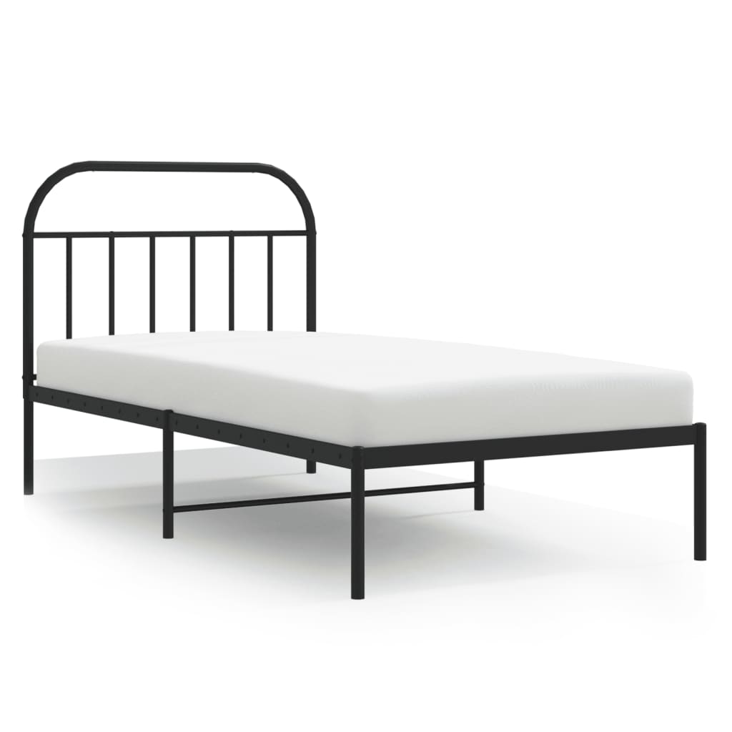 8720845884116_a_en_hd_1 vidaXL Metal Bed Frame without Mattress with Headboard Black 107x203 cm King Single - Image 2