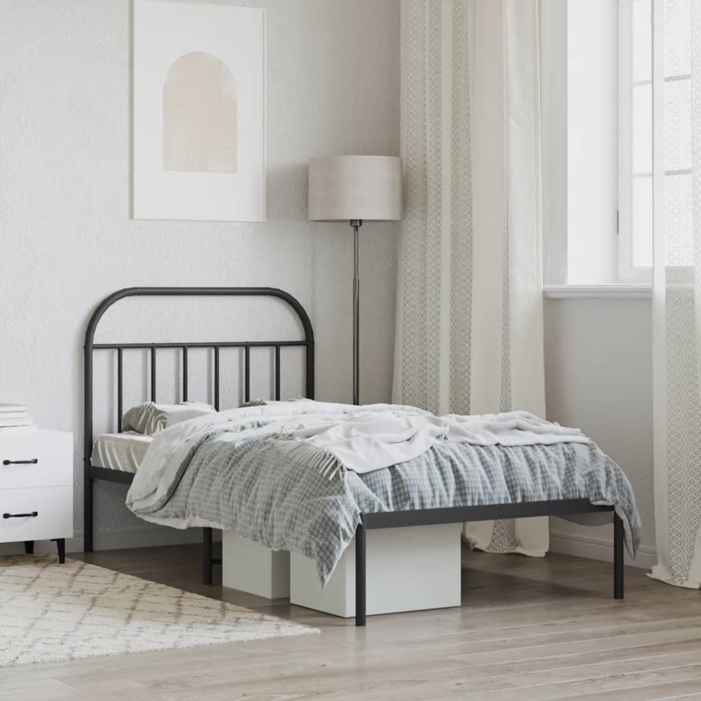 8720845884116_g_en_hd_2 vidaXL Metal Bed Frame without Mattress with Headboard Black 107x203 cm King Single - Image 4