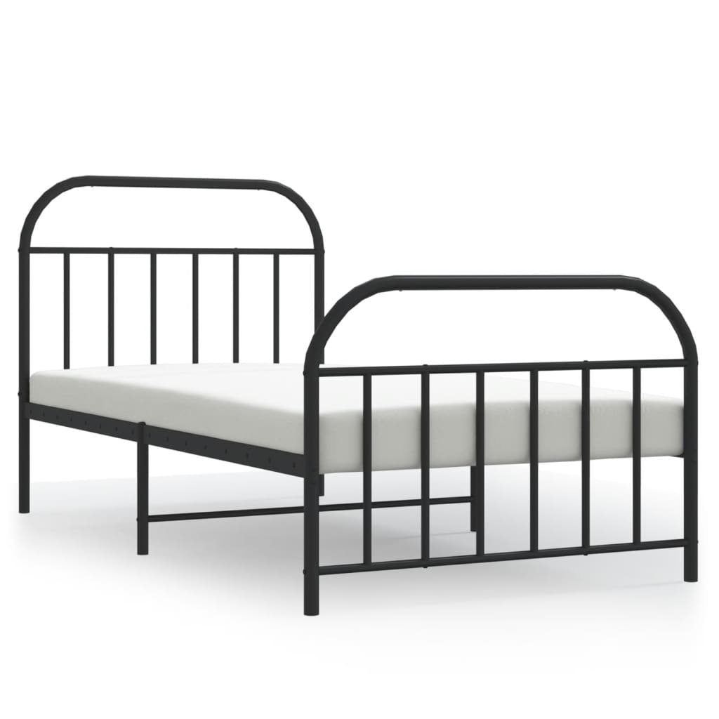 8720845884291_a_en_hd_1 vidaXL Metal Bed Frame without Mattress with Footboard Black 107x203 cm King Single - Image 2