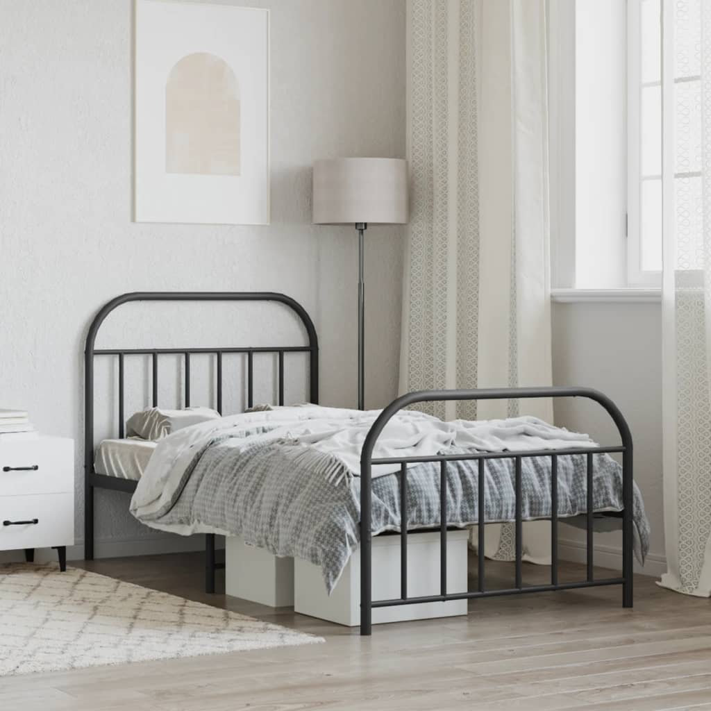 8720845884291_g_en_hd_2 vidaXL Metal Bed Frame without Mattress with Footboard Black 107x203 cm King Single - Image 4
