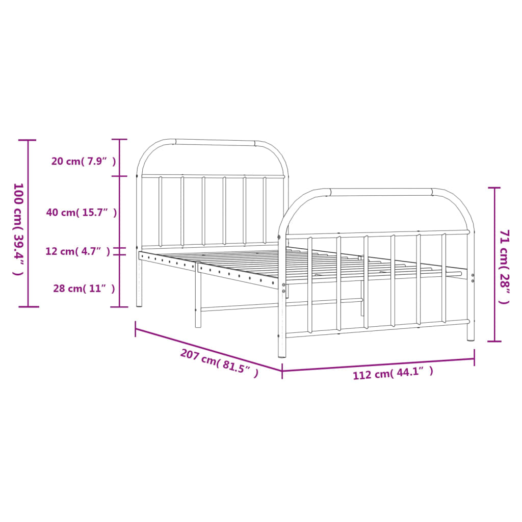 8720845884291_g_en_hd_8 vidaXL Metal Bed Frame without Mattress with Footboard Black 107x203 cm King Single - Image 10