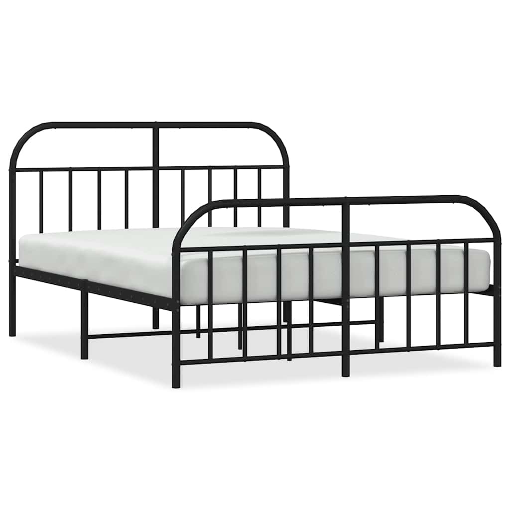 8720845884321_a_en_hd_1 vidaXL Metal Bed Frame without Mattress with Footboard Black 135x190 cm - Image 2
